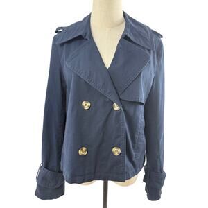 Bagatelle Double Breasted Navy Crop Jacket with Pockets and Back Pleat, Size M